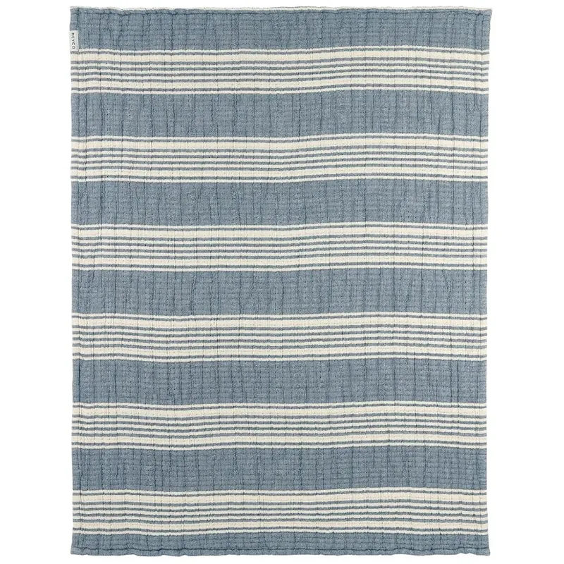 Stripe Jacquard Wiegdeken - Pre-washed Hydrofiel - 75x100cm - 1.5 TOG fra Meyco i Indigo – produktbillede 2 af 6