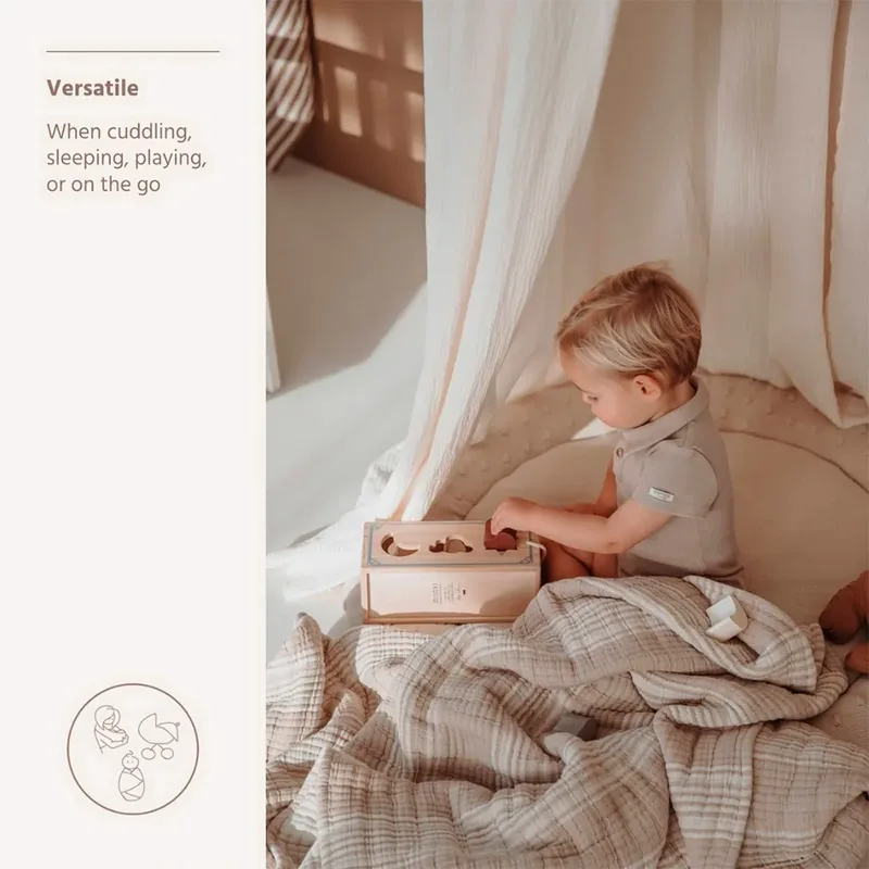 Stripe Jacquard Wiegdeken - Pre-washed Hydrofiel - 75x100cm - 1.5 TOG de Meyco en Sand – photo produit 6 sur 6
