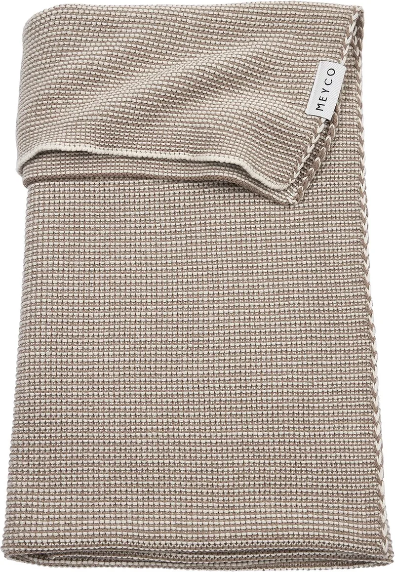 Stripe Wiegdeken - 75x100cm - 1.0 TOG by Meyco in Dark Taupe, Natural – product photo