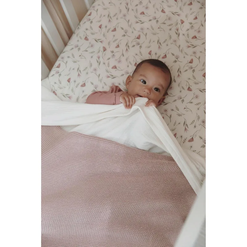 Stripe Wiegdeken - 75x100cm - 1.0 TOG by Meyco in Purple Pink, Soft Pink – product photo 2 of 2