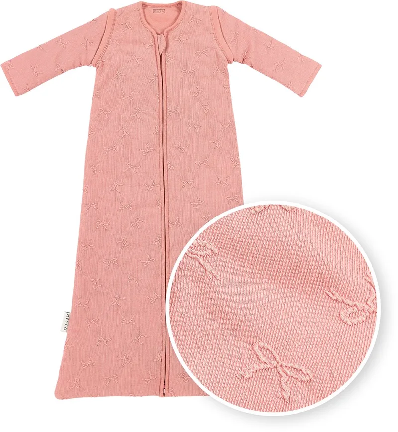 Studio Collection Bow Baby Slaapzak Met Afritsbare Mouwen - 60cm - 2.5 TOG de Meyco en Rose – photo produit