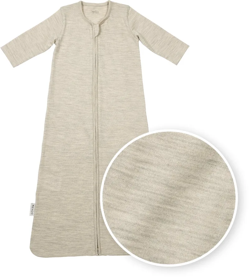 Studio Collection Merino Baby Slaapzak Met Mouwen - Merinowol - 70cm - 1.0 TOG by Meyco in Sand Melange – product photo