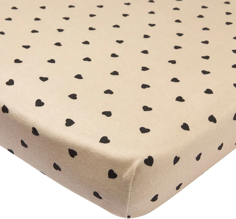 Sweet Heart Hoeslaken Boxmatras - 75x95cm de Meyco en Soft Sand, Noir – photo produit