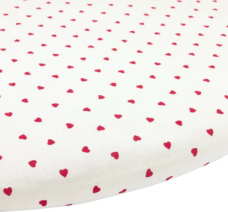 Sweet Heart Hoeslaken Boxmatras Rond - White/Red - 90/95cm van Meyco in Sweet Heart White, Rood – productfoto