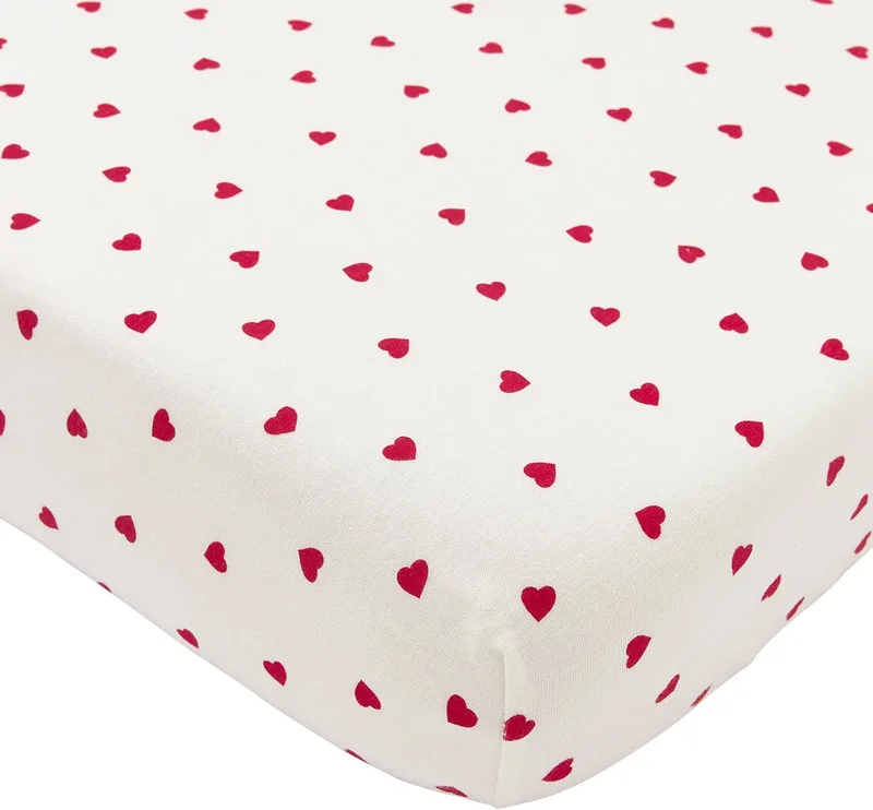 Sweet Heart Hoeslaken Junior Bed - 70x140/150cm van Meyco in Wit, Rood – productfoto