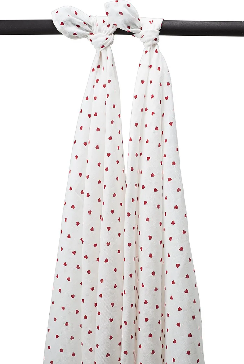 Sweet Heart swaddle - 2-pack - hydrofiel - 120x120cm de Meyco en Rouge – photo produit