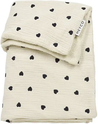 Sweet Heart wiegdeken - pre-washed hydrofiel - 75x100cm - 1.5 TOG från Meyco i Soft Sand – produktbild 1 av 4