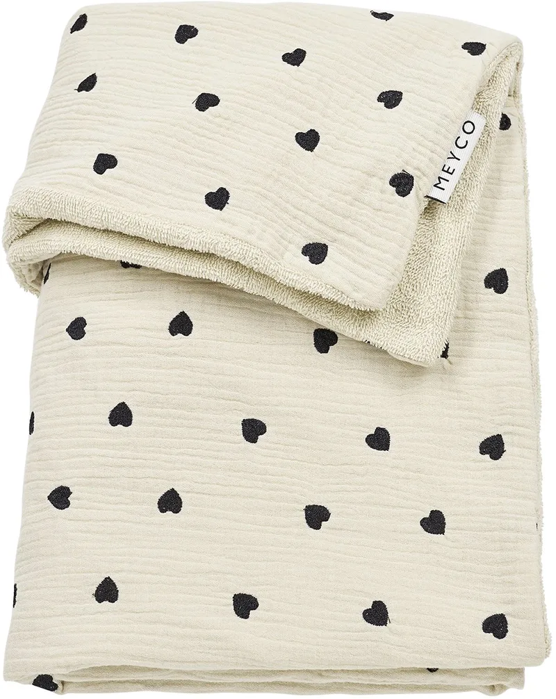 Sweet Heart wiegdeken - pre-washed hydrofiel - 75x100cm - 1.5 TOG van Meyco in Soft Sand – productfoto