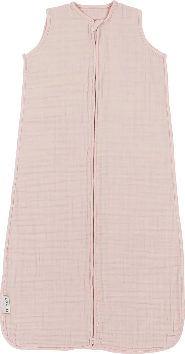 Uni baby zomerslaapzak - pre-washed hydrofiel - 60cm - 0.5 TOG de Meyco en Soft Pink – photo produit