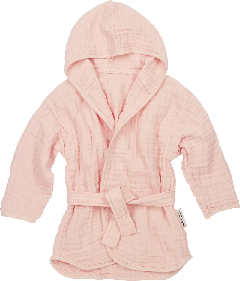 Uni badjas - pre-washed hydrofiel - 86/92 van Meyco in Soft Pink – productfoto