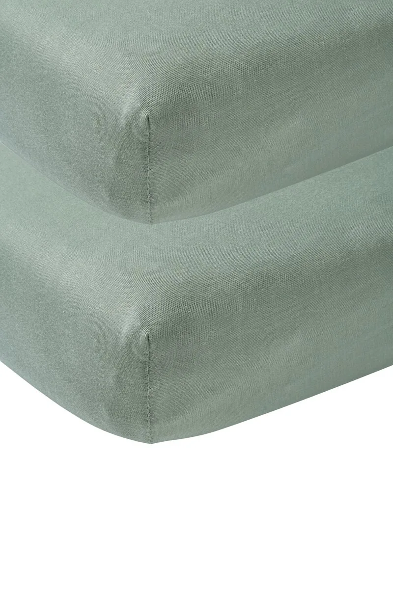 Uni Hoeslaken Juniorbed - 2-pack - 70x140/150cm by Meyco in Stone Green – product photo