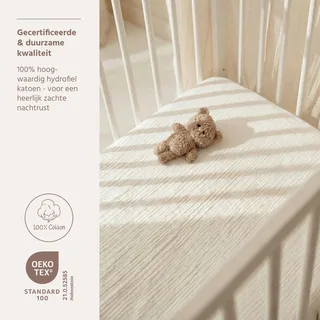 Uni hoeslaken juniorbed - pre-washed hydrofiel - 70x140cm by Meyco in Offwhite – product photo 3 of 3