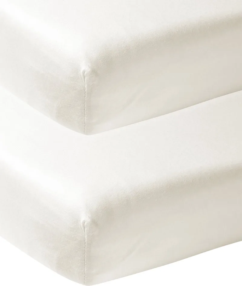 Uni Hoeslaken Ledikant - 2-pack - 60x120cm van Meyco in Offwhite – productfoto