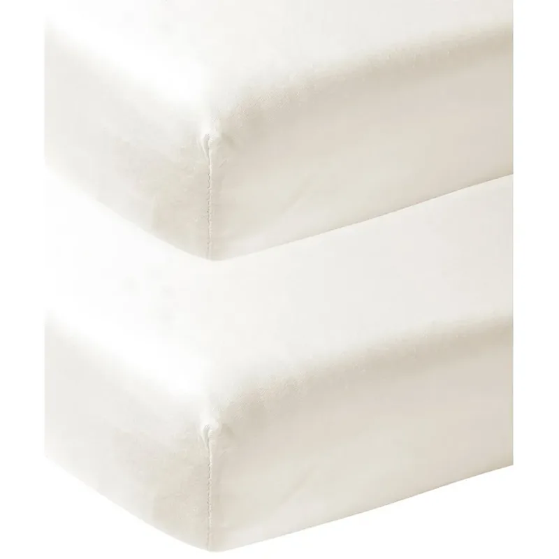 Uni Hoeslaken Ledikant - 2-pack - 60x120cm fra Meyco i Offwhite – produktbillede 2 af 4