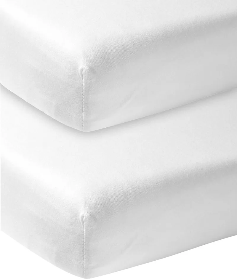 Uni Hoeslaken Ledikant - 2-pack - 60x120cm från Meyco i Vit – produktbild