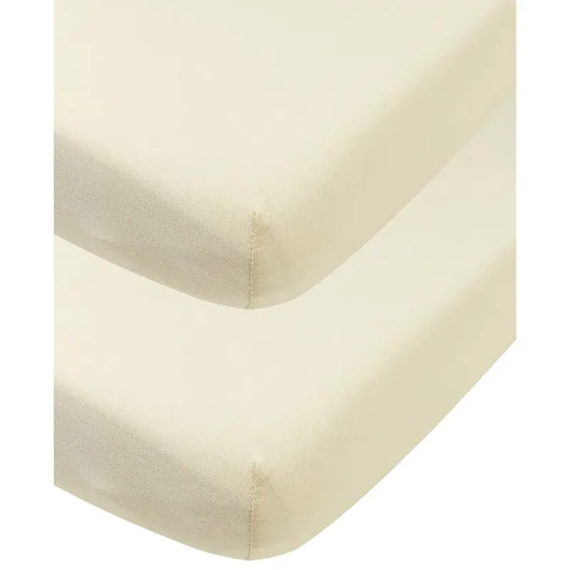 Uni hoeslaken ledikant - 2-pack - jersey - 60x120cm by Meyco in Natural – product photo 2 of 4