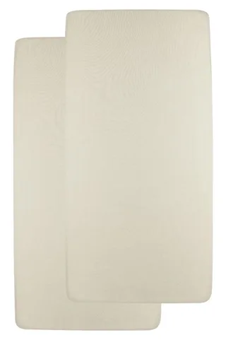 Uni hoeslaken ledikant - 2-pack - jersey - 60x120cm by Meyco in Soft Sand – product photo 2 of 4