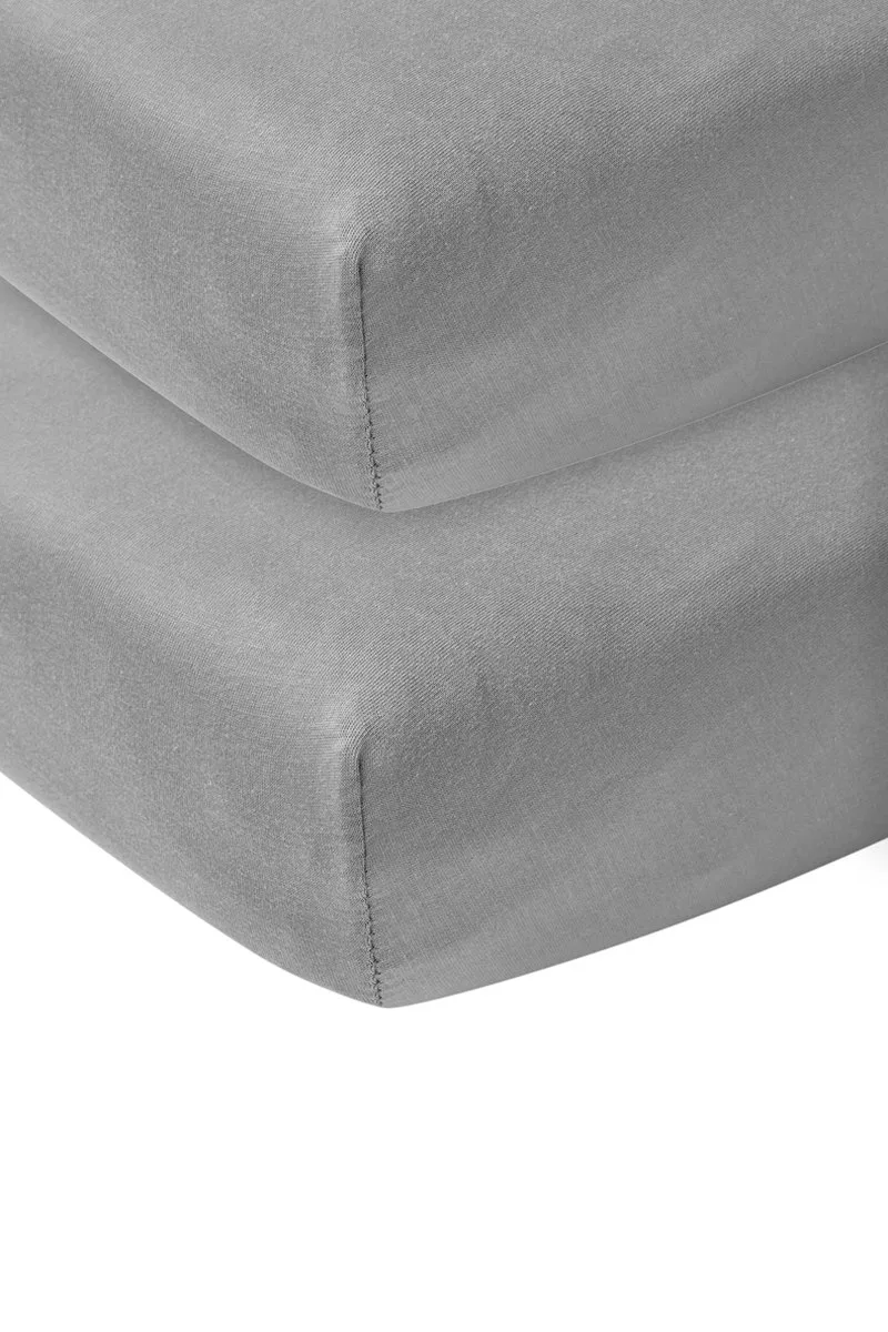 Uni Hoeslaken Wieg - 2-pack - 40x80/90cm van Meyco in Grijs – productfoto