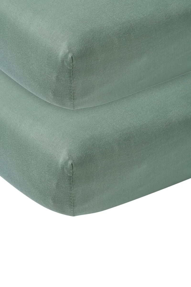 Uni Hoeslaken Wieg - 2-pack - 40x80/90cm de Meyco en Stone Green – photo produit