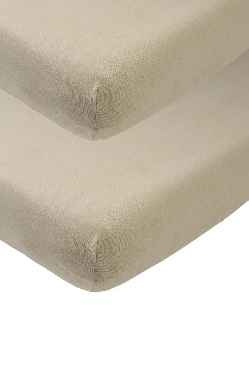 Uni Hoeslaken Wieg - 2-pack - 40x80/90cm by Meyco in Taupe – product photo