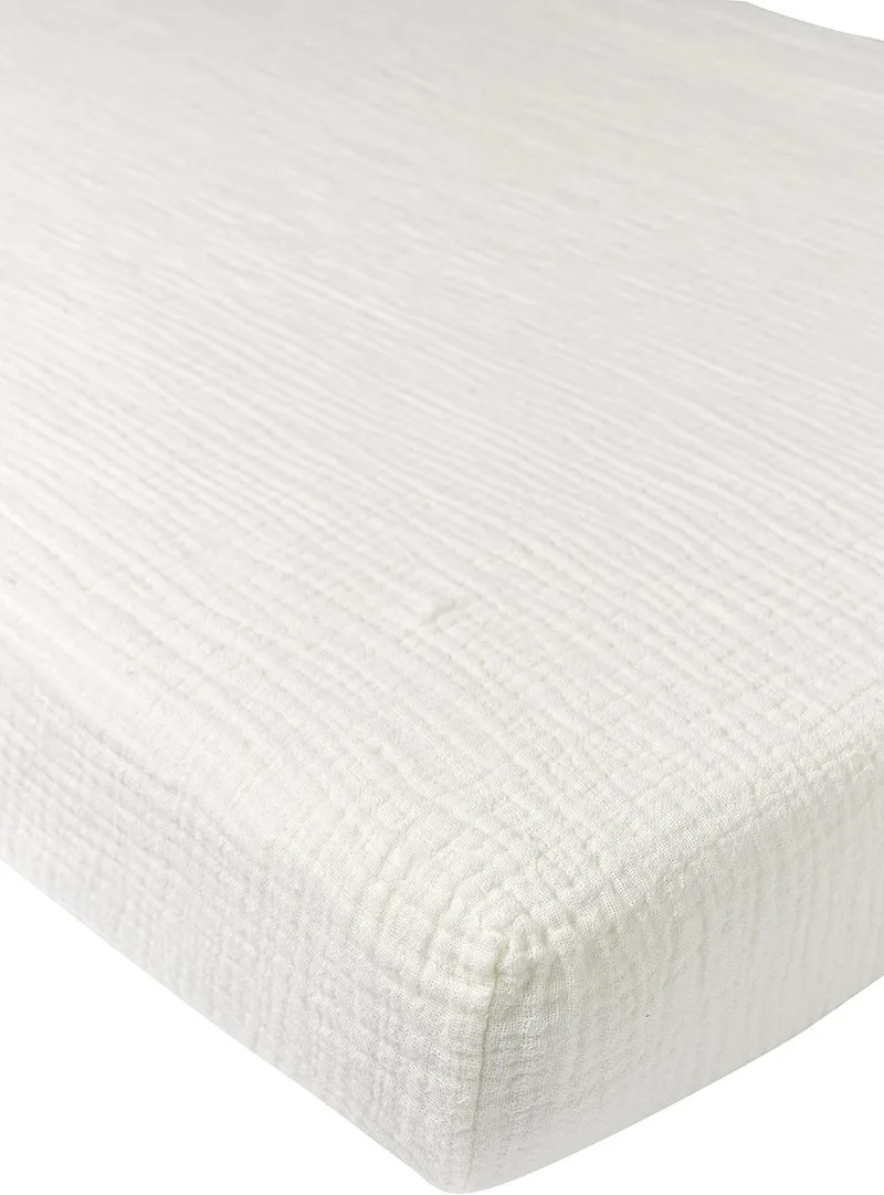 Uni hoeslaken wieg - pre-washed hydrofiel - 40x80cm van Meyco in Offwhite – productfoto