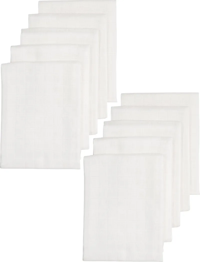 Uni hydrofiele doeken - 10-pack - biologisch - 80x80 cm by Meyco in White – product photo