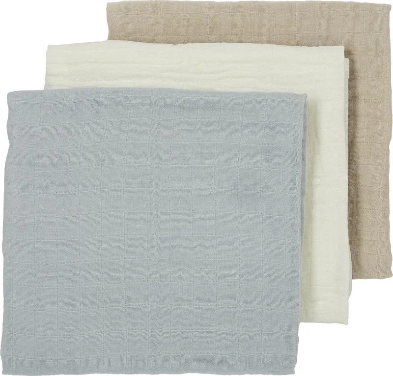 Uni hydrofiele doeken - 3-pack - 70x70cm fra Meyco i Offwhite, Lysegrå, Sand – produktbillede