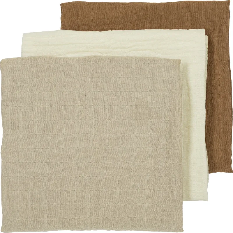 Uni hydrofiele doeken - 3-pack - 70x70cm de Meyco en Offwhite, Sand, Toffee – photo produit