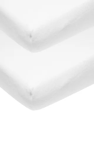 Uni molton stretch hoeslaken ledikant - 2-pack - 60x120cm by Meyco in White – product photo 1 of 2