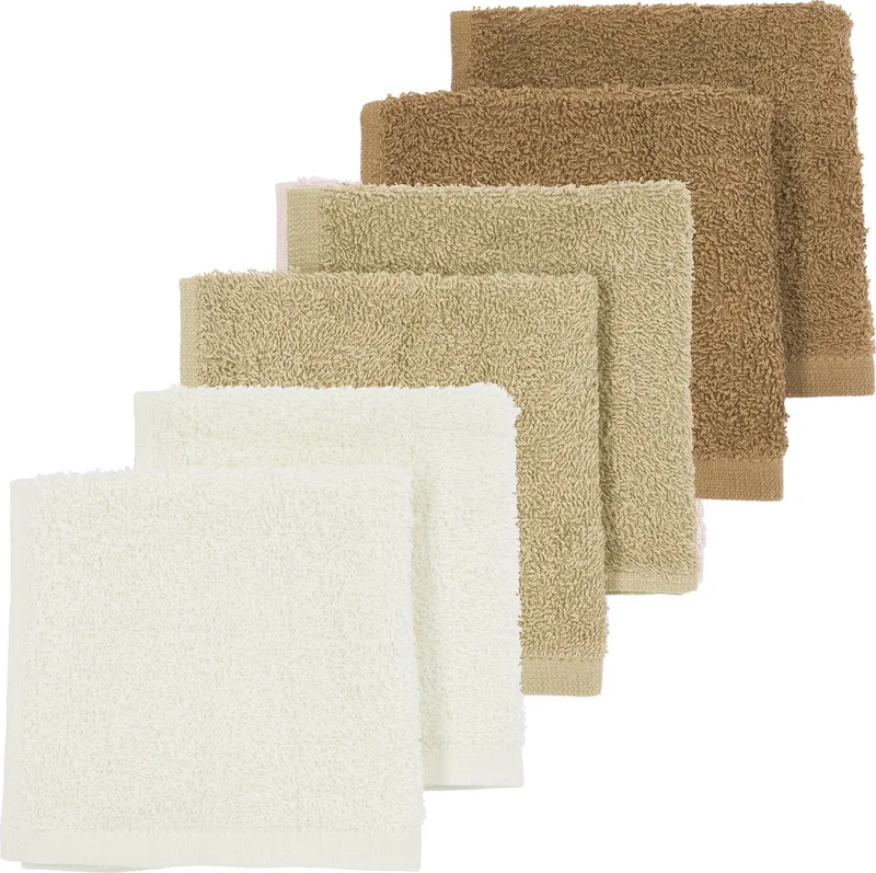 Uni monddoekjes - 6-pack - badstof - 30x30cm by Meyco in Offwhite, Sand, Toffee – product photo