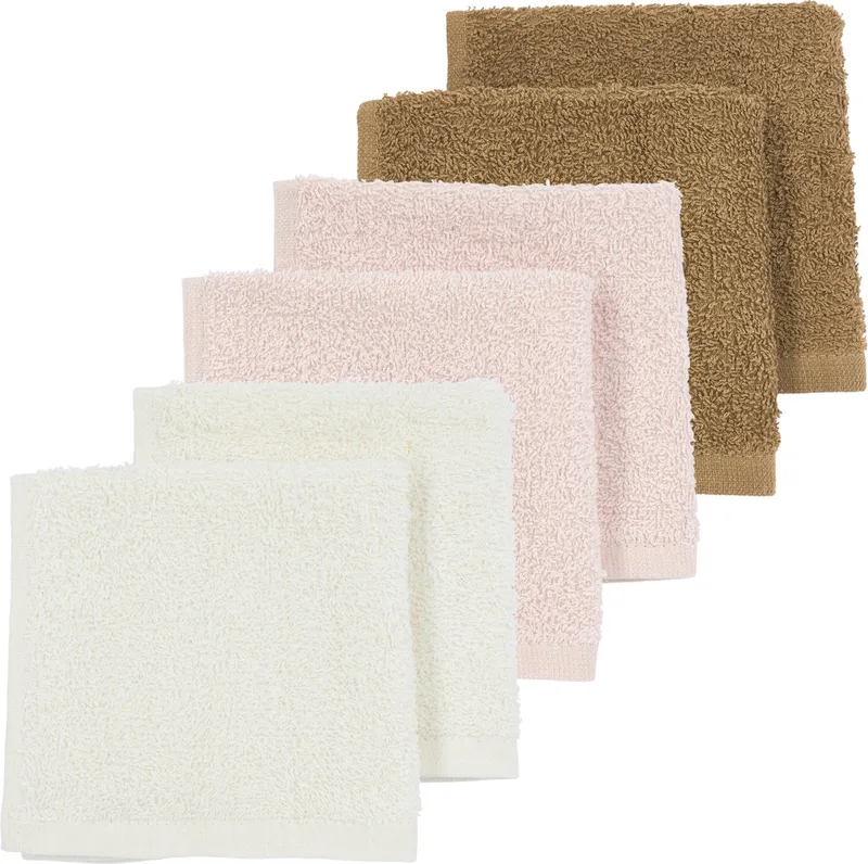 Uni monddoekjes - 6-pack - badstof - 30x30cm van Meyco in Offwhite, Soft Pink, Toffee – productfoto