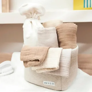 Uni pre-washed hydrofiele doeken - 3-pack - pre-washed hydrofiel - 70x70cm by Meyco in Soft Sand, Greige, Taupe – product photo 2 of 2