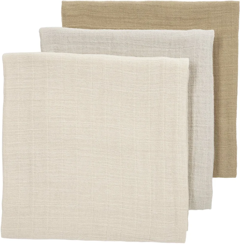 Uni pre-washed hydrofiele doeken - 3-pack - pre-washed hydrofiel - 70x70cm från Meyco i Soft Sand, Greige, Taupe – produktbild