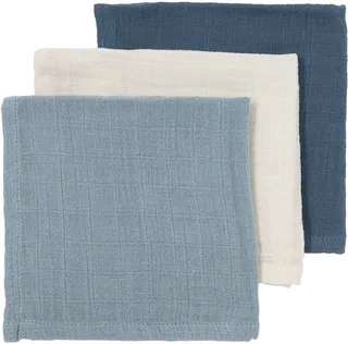 Uni Pre-washed Hydrofiele Monddoekjes - Pre-washed Hydrofiel - 30x30cm - 3-pack de Meyco en Naturel, Jeans Blue, Indigo – photo produit 1 sur 3