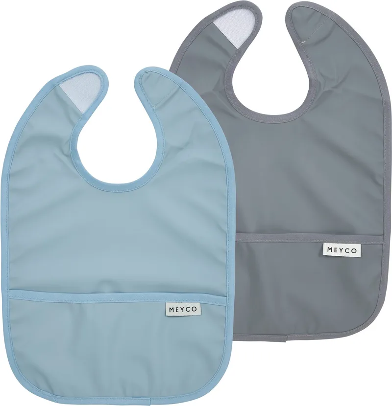 Uni Slab Met Opvangbakje - 2-pack - Dark Grey Blue/Jeans Blue fra Meyco i Jeans Blue, Dark Grey Blue – produktbillede