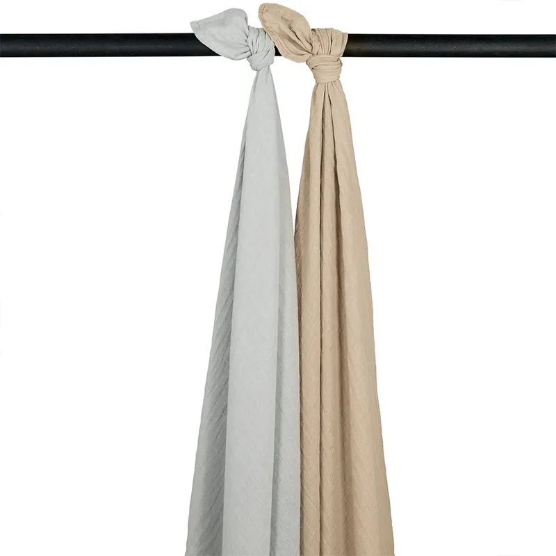 Uni swaddle - 2-pack - pre-washed hydrofiel - 120x120cm by Meyco in Light grey, Sand – product photo 4 of 4