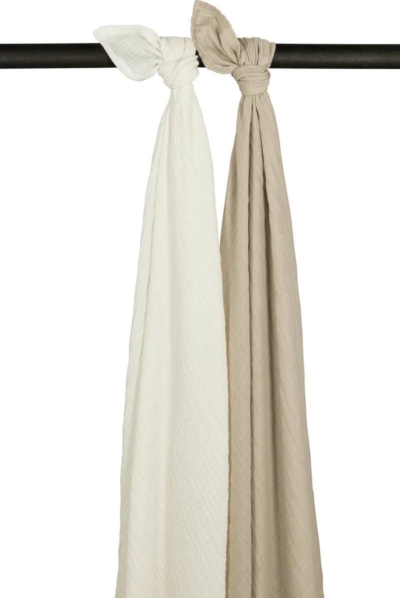 Uni swaddle - 2-pack - pre-washed hydrofiel - 120x120cm by Meyco in Offwhite, Sand – product photo