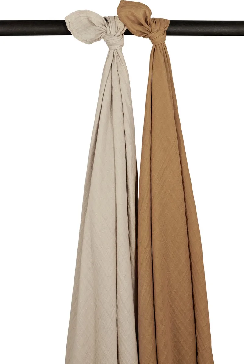 Uni swaddle - 2-pack - pre-washed hydrofiel - 120x120cm by Meyco in Sand, Toffee – product photo