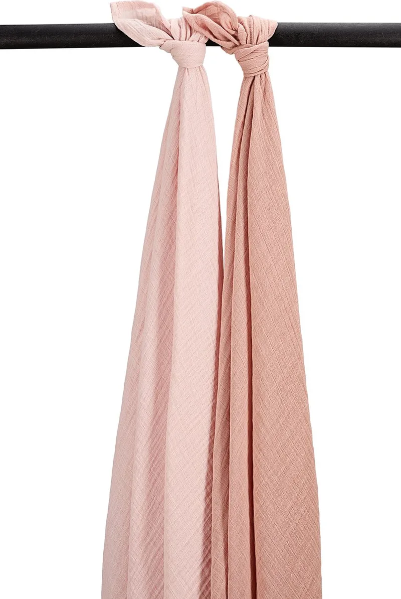 Uni swaddle - 2-pack - pre-washed hydrofiel - 120x120cm by Meyco in Soft Rose, Rose – product photo