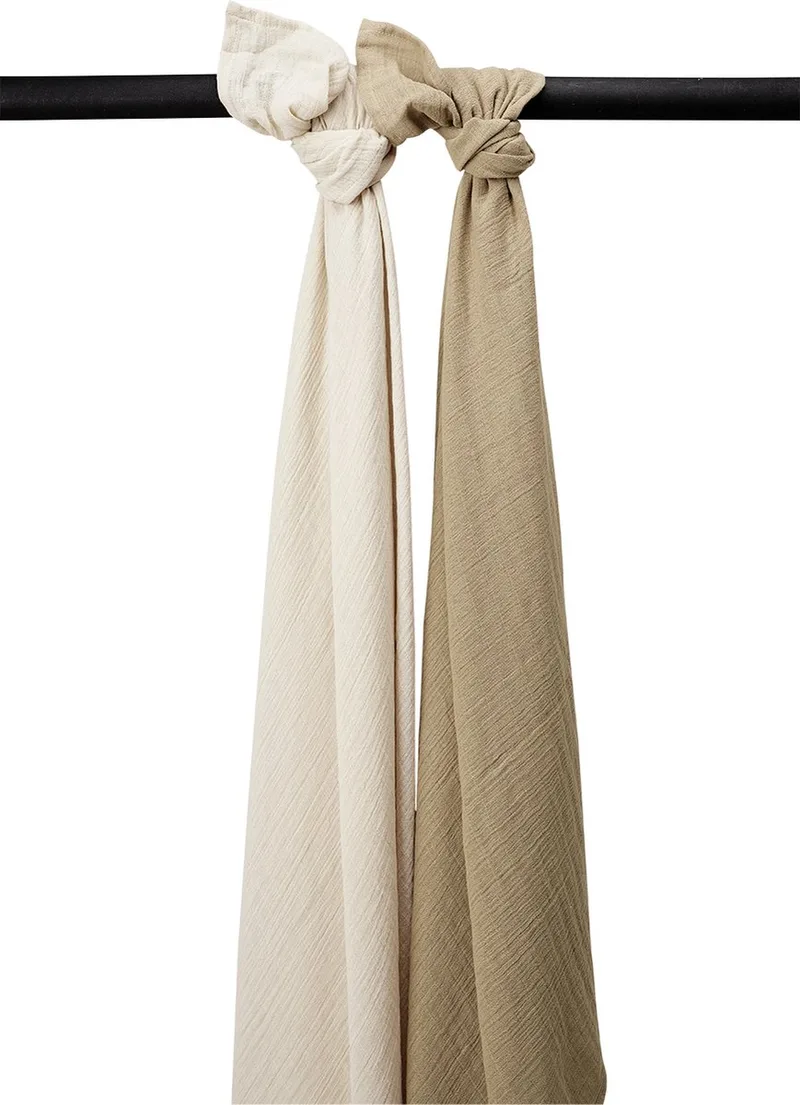 Uni swaddle - 2-pack - pre-washed hydrofiel - 120x120cm van Meyco in Soft Sand, Taupe – productfoto