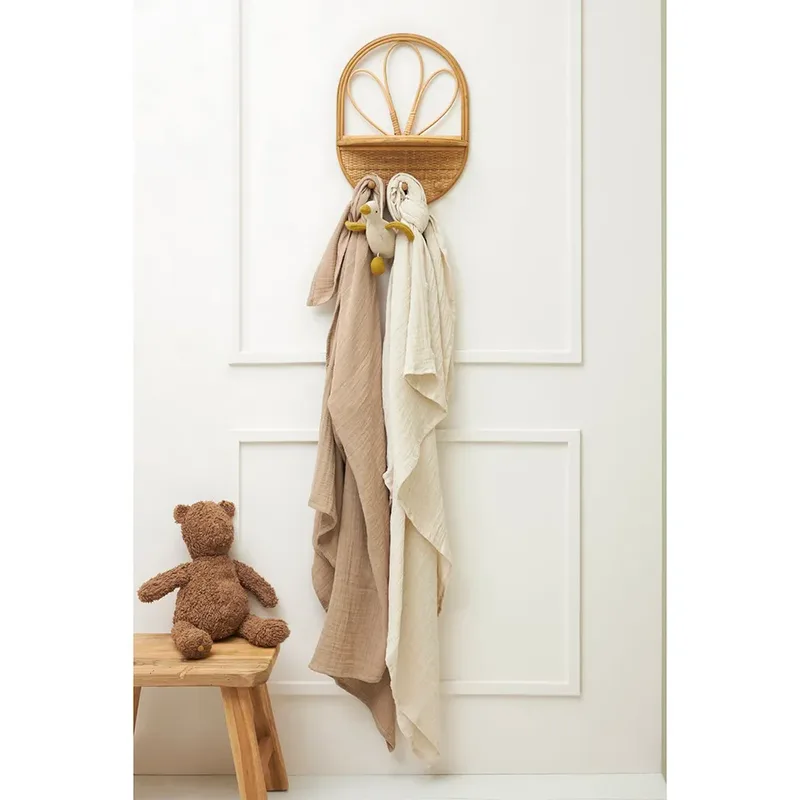 Uni swaddle - 2-pack - pre-washed hydrofiel - 120x120cm van Meyco in Soft Sand, Taupe – productfoto 2 van 2