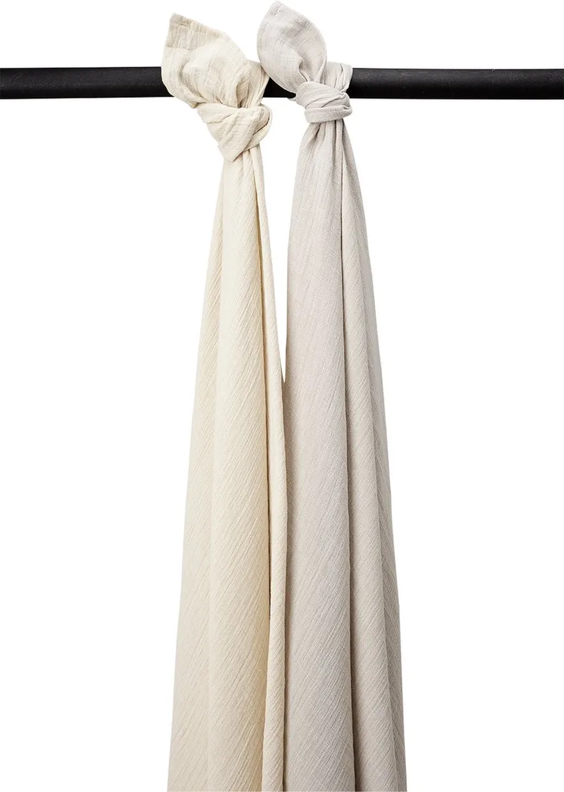 Uni swaddle - 2-pack - pre-washed hydrofiel - 120x120cm de Meyco en Soft Sand, Greige – photo produit
