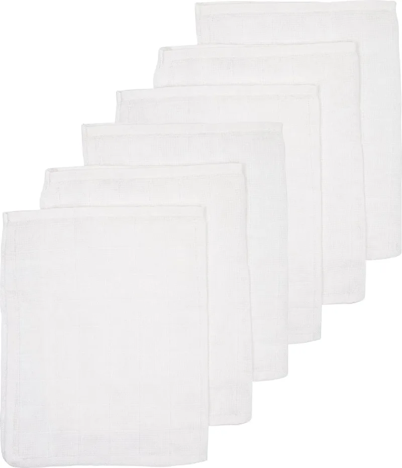 Uni washandjes, 6-pack, hydrofiel, white, 20x17cm van Meyco in Offwhite – productfoto