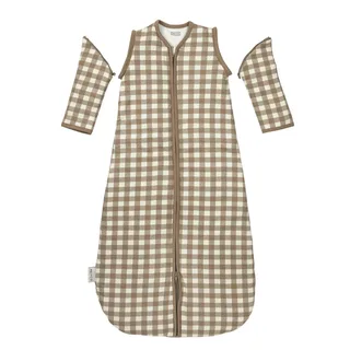 Vichy Square Baby Slaapzak Met Afritsbare Mouwen - 110cm - 2.5 TOG de Meyco en Dark Taupe – photo produit 2 sur 4