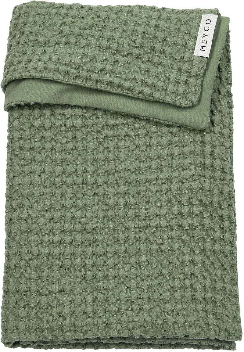 Wafel Katoen Wiegdeken - 75x100cm - 1.0 TOG van Meyco in Olive Green – productfoto