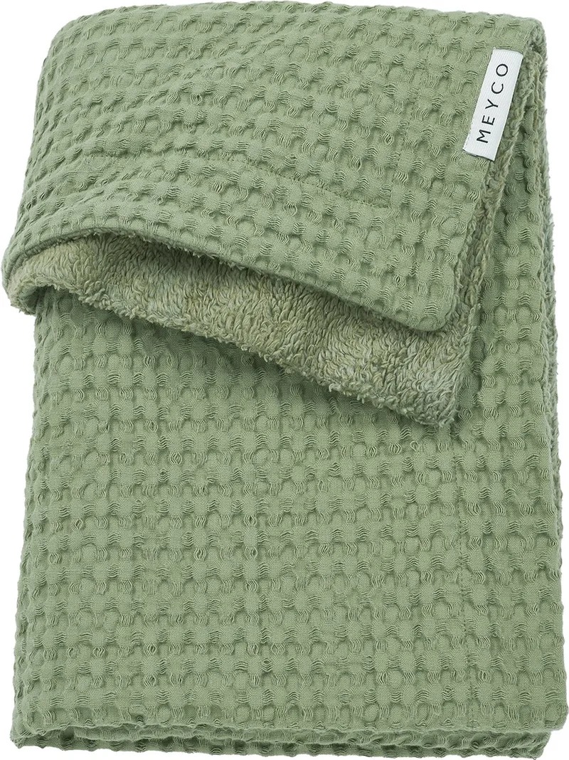 Wafel Teddy wiegdeken - 75x100cm - 2.0 TOG by Meyco in Olive Green – product photo