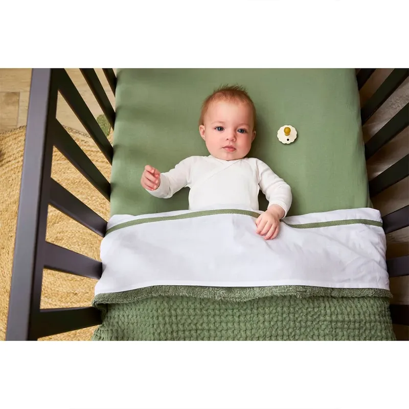 Wafel Teddy wiegdeken - 75x100cm - 2.0 TOG de Meyco en Olive Green – photo produit 4 sur 6