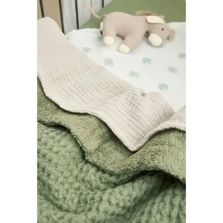 Wafel Teddy wiegdeken - 75x100cm - 2.0 TOG de Meyco en Olive Green – photo produit 6 sur 6