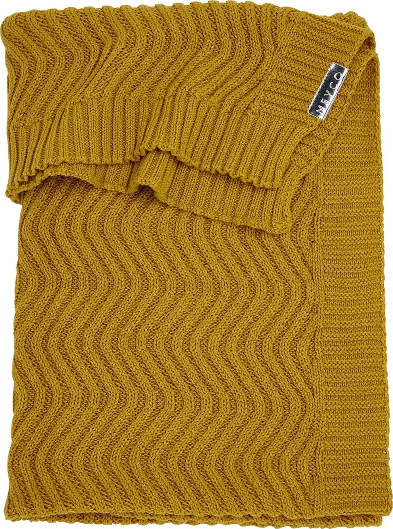 Waves ledikantdeken - 100x150 cm van Meyco in Okergeel – productfoto