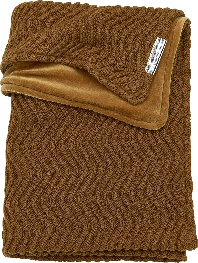 Waves met velvet ledikantdeken - 100x150 cm by Meyco in Camel – product photo